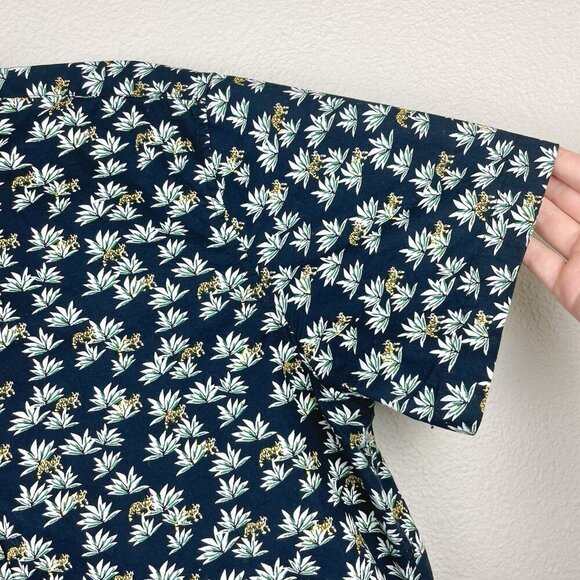 Slate & Stone Men's Medium Short Sleeve Button Down Shirt Top Tiger Agave Black - Picture 9 of 14